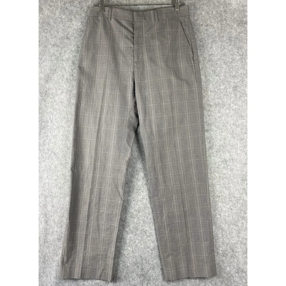 Banana Republic Pants Mens 33/34 Gray Glen Check Modern Fit Cotton Career NEW